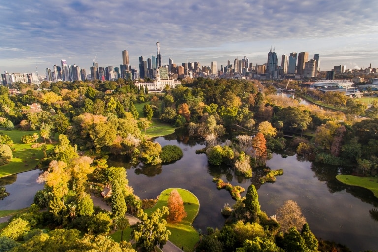 Aerial view of the Royal Botanic Gardens © Visit Victoria Aerial view of the Royal Botanic Gardens © Visit Victoria