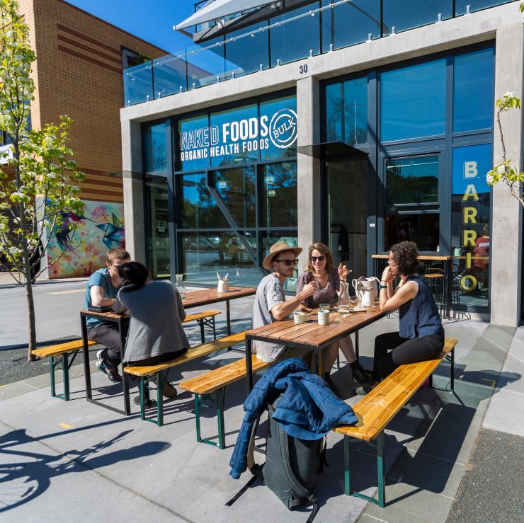 People drinking coffee outside Barrio Collective, Canberra, Australian Capital Territory © VisitCanberra